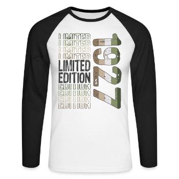 Edition limitée depuis 1927 Anniversaire Millésime 1927 - T-shirt baseball manches longues Homme - blanc/noir - Devant - Nik (191cm)