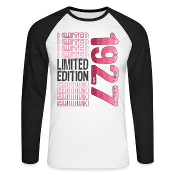 Edition limitée depuis 1927 Anniversaire Millésime 1927 - T-shirt baseball manches longues Homme - blanc/noir - Devant - Nik (191cm)