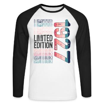 Edition limitée depuis 1927 Anniversaire Millésime 1927 - T-shirt baseball manches longues Homme - blanc/noir - Devant - Nik (191cm)