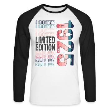 Limited Edition seit 1925 Geburtstag Vintage 1925 - Unisex Baseballshirt langarm - Weiß/Schwarz - Vorne - Nik (191cm)