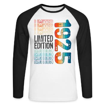 Limited Edition seit 1925 Geburtstag Vintage 1925 - Unisex Baseballshirt langarm - Weiß/Schwarz - Vorne - Nik (191cm)
