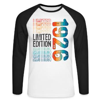 Limited Edition Since 1926 Birthday Vintage 1926 - Unisex Long Sleeve Baseball T-Shirt - white/black - Front - Nik (191cm)