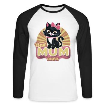 Best Mom Forever - Chat à motif de fête des mères - T-shirt baseball manches longues Homme - blanc/noir - Devant - Nik (191cm)