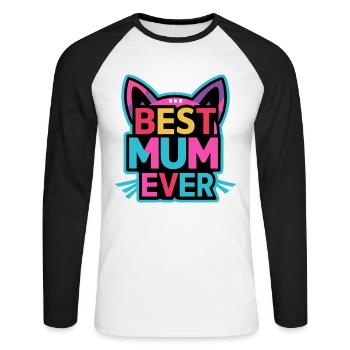 Best Mom Forever - Chat à motif de fête des mères - T-shirt baseball manches longues Homme - blanc/noir - Devant - Nik (191cm)