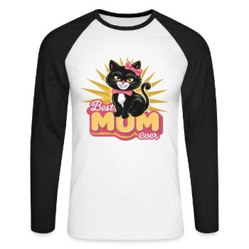 Best Mom Forever - Chat à motif de fête des mères - T-shirt baseball manches longues Homme - blanc/noir - Devant - Nik (191cm)