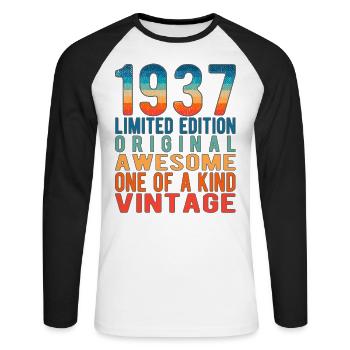 Limited Edition Since 1937 Birthday Vintage 1937 - Unisex Long Sleeve Baseball T-Shirt - white/black - Front - Nik (191cm)