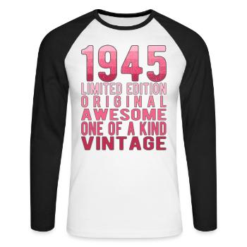 Limited Edition Since 1945 Birthday Vintage 1945 - Unisex Long Sleeve Baseball T-Shirt - white/black - Front - Nik (191cm)