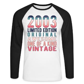 Limited Edition Since 2003 Birthday Vintage 2003 - Unisex Long Sleeve Baseball T-Shirt - white/black - Front - Nik (191cm)