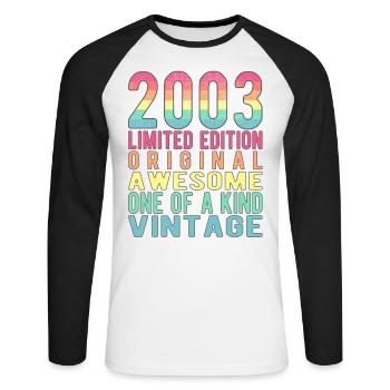 Limited Edition Since 2003 Birthday Vintage 2003 - Unisex Long Sleeve Baseball T-Shirt - white/black - Front - Nik (191cm)