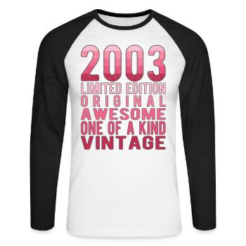 Limited Edition Since 2003 Birthday Vintage 2003 - Unisex Long Sleeve Baseball T-Shirt - white/black - Front - Nik (191cm)