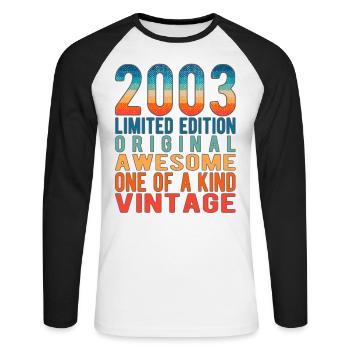 Limited Edition Since 2003 Birthday Vintage 2003 - Unisex Long Sleeve Baseball T-Shirt - white/black - Front - Nik (191cm)