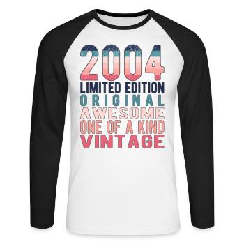 Edition limitée depuis 2004 Anniversaire Millésime 2004 - T-shirt baseball manches longues Homme - blanc/noir - Devant - Nik (191cm)