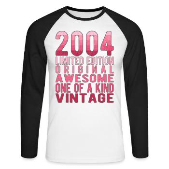 Edition limitée depuis 2004 Anniversaire Millésime 2004 - T-shirt baseball manches longues Homme - blanc/noir - Devant - Nik (191cm)