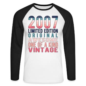 Limited Edition Since 2007 Birthday Vintage 2007 - Unisex Long Sleeve Baseball T-Shirt - white/black - Front - Nik (191cm)
