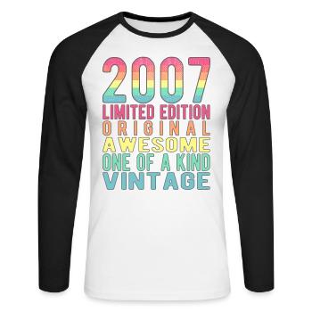 Limited Edition Since 2007 Birthday Vintage 2007 - Unisex Long Sleeve Baseball T-Shirt - white/black - Front - Nik (191cm)