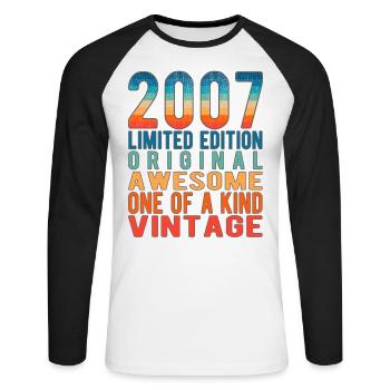 Limited Edition Since 2007 Birthday Vintage 2007 - Unisex Long Sleeve Baseball T-Shirt - white/black - Front - Nik (191cm)