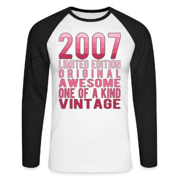 Limited Edition Since 2007 Birthday Vintage 2007 - Unisex Long Sleeve Baseball T-Shirt - white/black - Front - Nik (191cm)