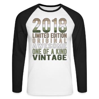 Limited Edition Since 2018 Birthday Vintage 2018 - Unisex Long Sleeve Baseball T-Shirt - white/black - Front - Nik (191cm)