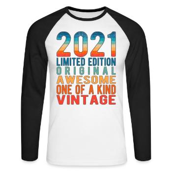 Limited Edition Since 2021 Birthday Vintage 2021 - Unisex Long Sleeve Baseball T-Shirt - white/black - Front - Nik (191cm)