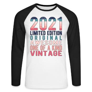 Limited Edition Since 2021 Birthday Vintage 2021 - Unisex Long Sleeve Baseball T-Shirt - white/black - Front - Nik (191cm)
