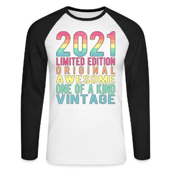 Limited Edition Since 2021 Birthday Vintage 2021 - Unisex Long Sleeve Baseball T-Shirt - white/black - Front - Nik (191cm)