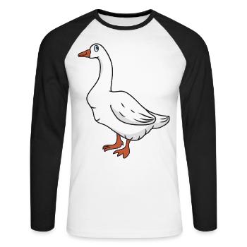 Gans - Unisex Baseballshirt langarm - Weiß/Schwarz - Vorne - Nik (191cm)