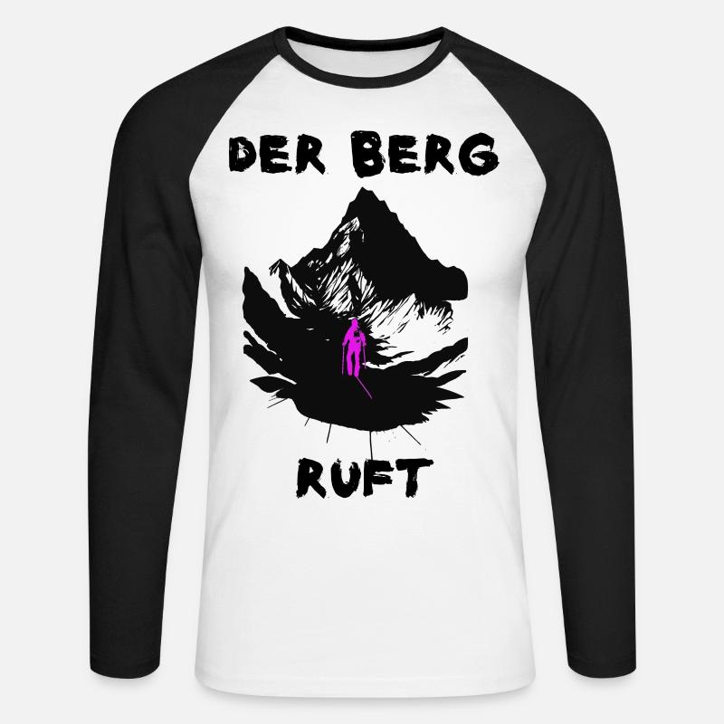 Der Berg ruft. Pink - Unisex Baseballshirt langarm - Weiß/Schwarz