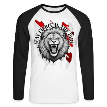 Stay fierce in the Dirt - Unisex Long Sleeve Baseball T-Shirt - white/black - Front - Nik (191cm)