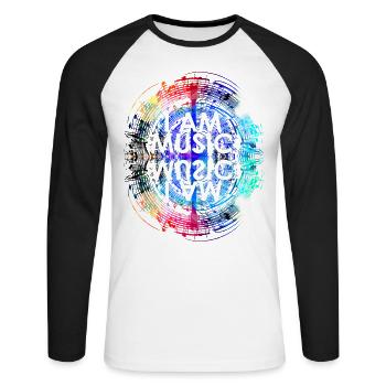 I Am Music Double - Unisex Baseballshirt langarm - Weiß/Schwarz - Vorne - Nik (191cm)