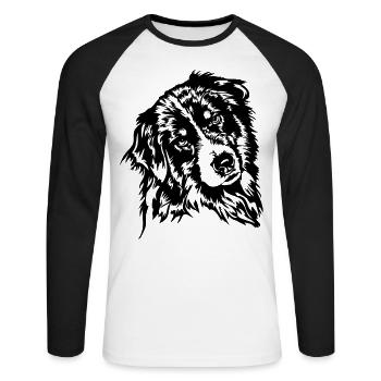 Berger Australien Aussie Dog Canine Wilsigns - T-shirt baseball manches longues Homme - blanc/noir - Devant - Nik (191cm)