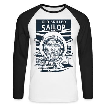 Vieux marin expérimenté Classic Maritime - T-shirt baseball manches longues Homme - blanc/noir - Devant - Nik (191cm)