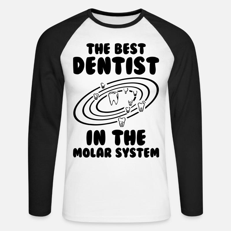 Il miglior dentista nel sistema molare - Maglia da baseball a manica lunga da uomo - bianco/nero