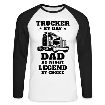 Trucker and Dad – Hero on the Road and at Home - Unisex Long Sleeve Baseball T-Shirt - white/black - Front - Nik (191cm)
