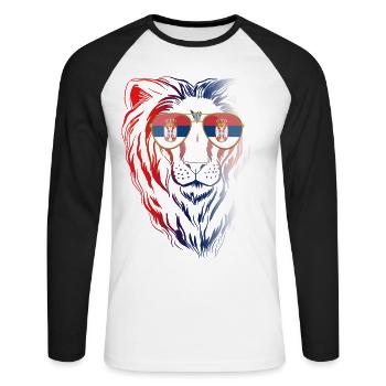 Serbie - T-shirt baseball manches longues Homme - blanc/noir - Devant - Nik (191cm)