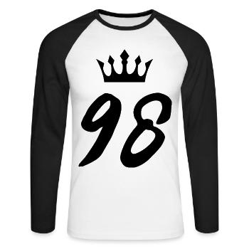 98 Couronne numérique - T-shirt baseball manches longues Homme - blanc/noir - Devant - Nik (191cm)