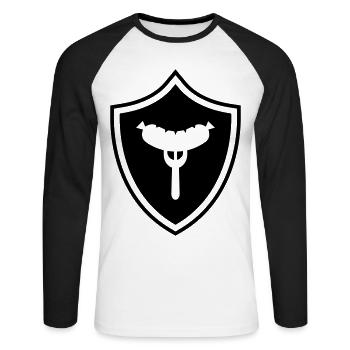 Armoiries de la fourchette à saucisse - T-shirt baseball manches longues Homme - blanc/noir - Devant - Nik (191cm)