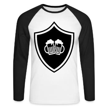 Bierglas Wappen - Unisex Baseballshirt langarm - Weiß/Schwarz - Vorne - Nik (191cm)