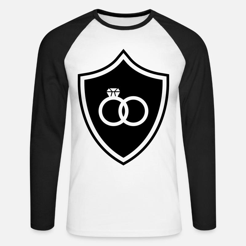 Eheringe Ring Wappen Hochzeit - Unisex Baseballshirt langarm - Weiß/Schwarz