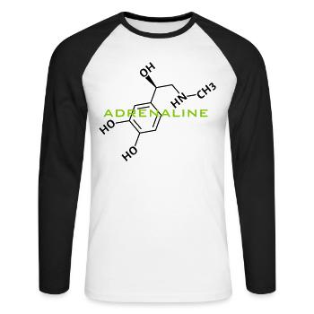 Adrenaline Strukturformel - Unisex Baseballshirt langarm - Weiß/Schwarz - Vorne - Nik (191cm)