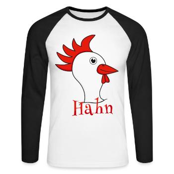 Chemise partenaire Coq - T-shirt baseball manches longues Homme - blanc/noir - Devant - Nik (191cm)