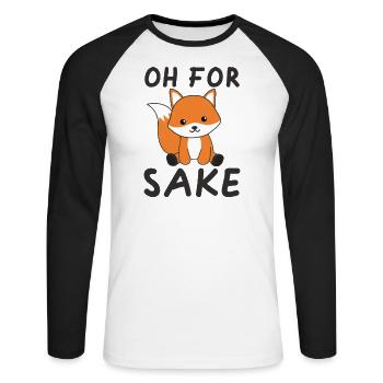 Oh for Fox sake funny foxes pun - Unisex Long Sleeve Baseball T-Shirt - white/black - Front - Nik (191cm)