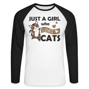 Only a girl who loves cats cute cat - Unisex Long Sleeve Baseball T-Shirt - white/black - Front - Nik (191cm)