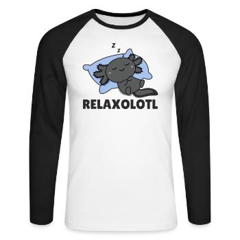 Relaxolotl Axolotl lovers sweet animals relax - Unisex Long Sleeve Baseball T-Shirt - white/black - Front - Nik (191cm)