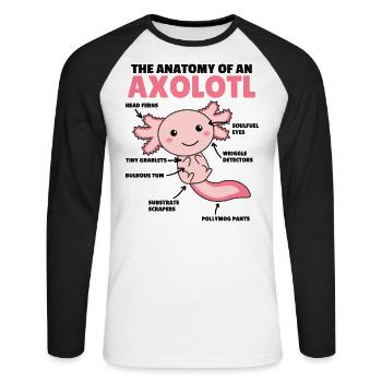 Axolotl Explanation Anatomy of an Axolotl - Unisex Long Sleeve Baseball T-Shirt - white/black - Front - Nik (191cm)