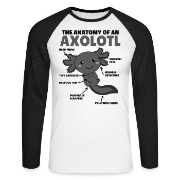 Axolotl Explanation Anatomy of an Axolotl - Unisex Long Sleeve Baseball T-Shirt - white/black - Front - Nik (191cm)