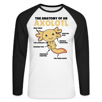 Axolotl Explanation Anatomy of an Axolotl - Unisex Long Sleeve Baseball T-Shirt - white/black - Front - Nik (191cm)