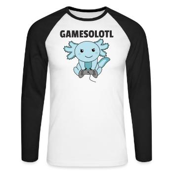 Axolotl Gamesolotl animaux doux pour les joueurs - T-shirt baseball manches longues Homme - blanc/noir - Devant - Nik (191cm)
