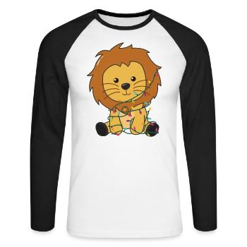 Lion Christmas Snow Winter Animals Lions - Unisex Long Sleeve Baseball T-Shirt - white/black - Front - Nik (191cm)