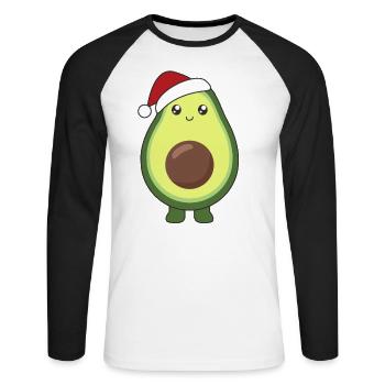 Avocado Christmas Lights Funny Avocados - Unisex Long Sleeve Baseball T-Shirt - white/black - Front - Nik (191cm)
