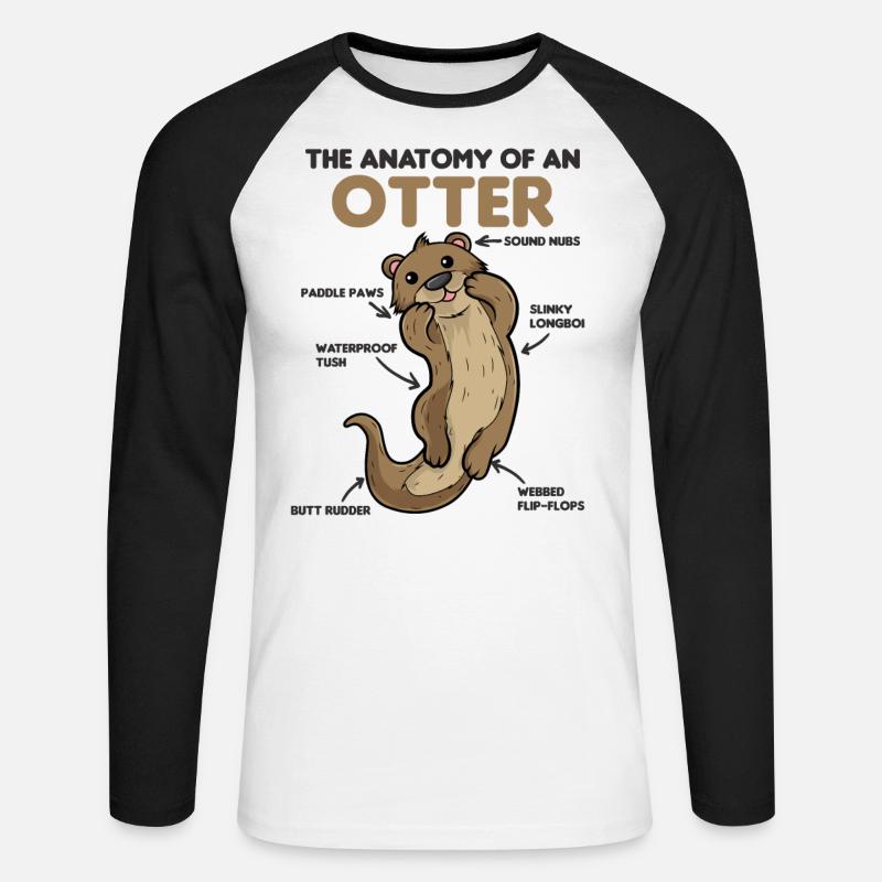 dolce Lontra Spiegazione Anatomia di una lontra - Maglia da baseball a manica lunga da uomo - bianco/nero